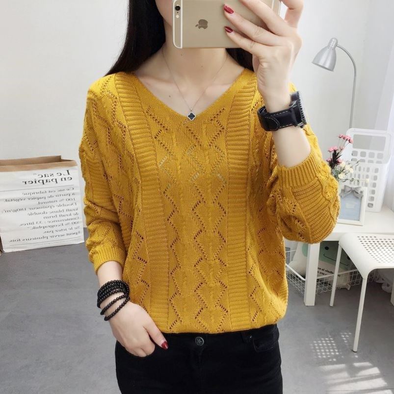 Women’s New Sweater Spring And Summer Hollow Hood Loose Thin Sweater Outer Wear Long-Sleeved Sweater Commuter Women’s Clothing alx