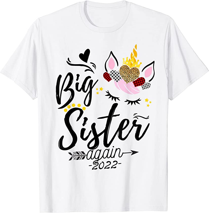 Big Sister 2022 Unicorn Leopard Soon to be Big Sister 2022 T-Shirt