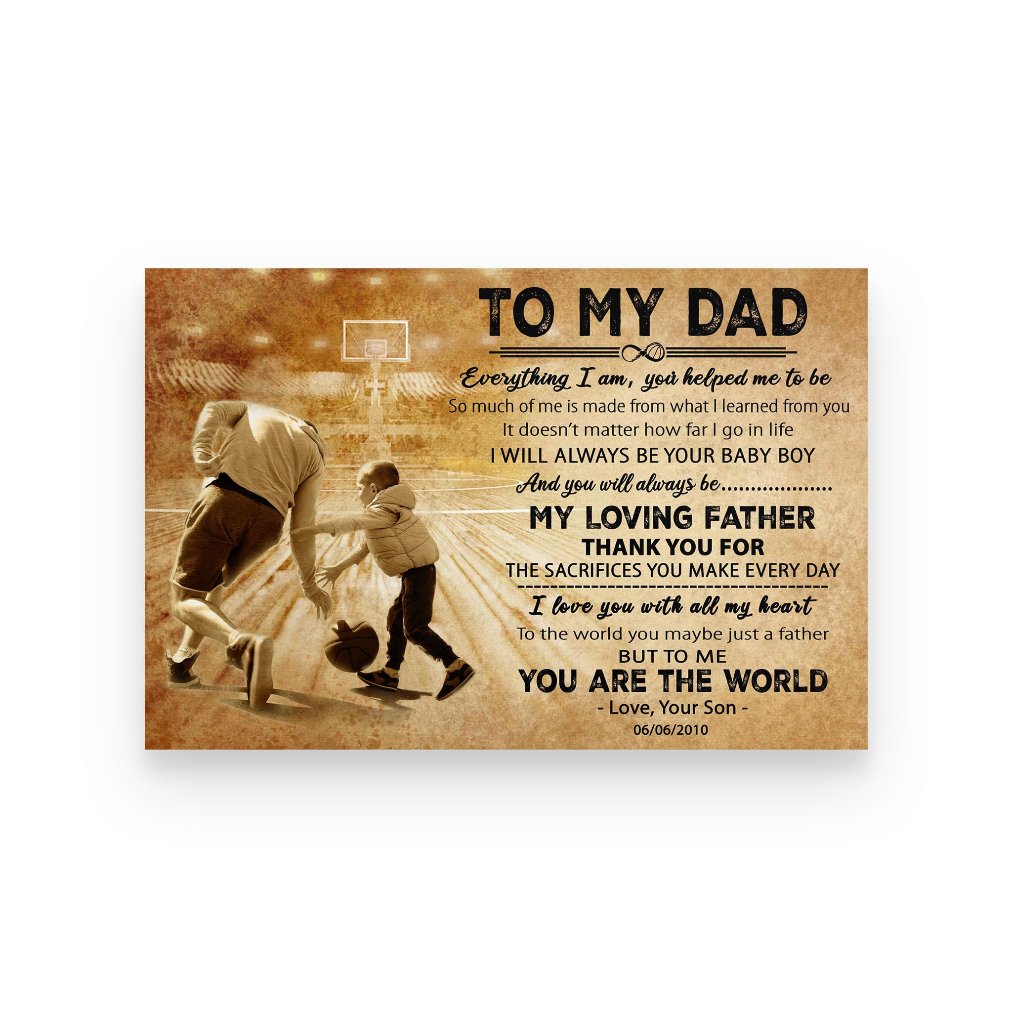 basketball poster son to dad i love you with all my heart vs4