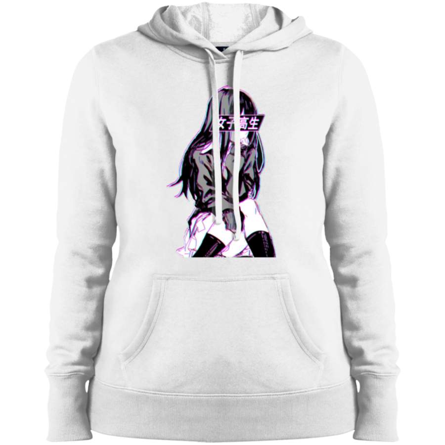 AGR SCHOOLGIRL (Glitch) – Sad Japanese Anime Aesthetic Ladies’ Pullover Hooded Sweatshirt