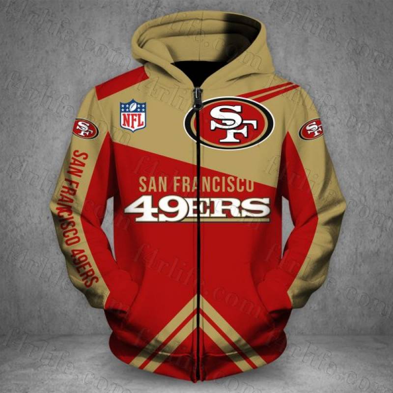 Men / Women New Design San Francisco 49ers 3D Zipper Hoodie, Zipper Hoodie for 49ers Fans