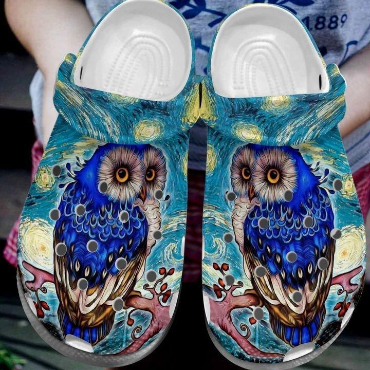 Owl Personalize Clog, Custom Name, Text, Fashion Style For Women, Men, Kid, Print 3D Starry Night