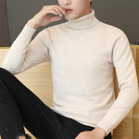 Turtleneck Knitting Sweater Male Autumn and Winter New Style Fashion Casual Slim Fit Solid Color Warmth Pullover Male Brand R01 alx