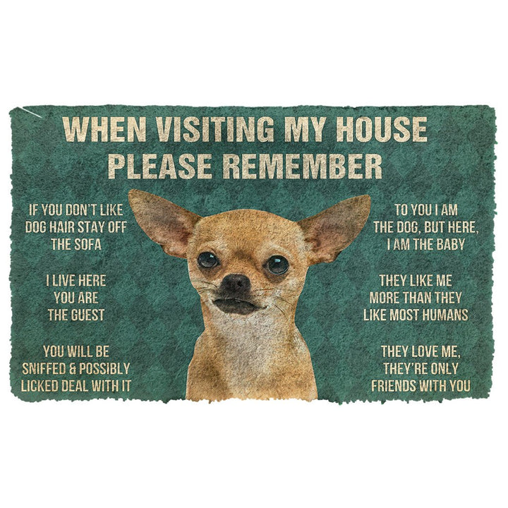 Waybackapparel Please Remember Chihuahua Dogs House Rules Custom 3D Doormat