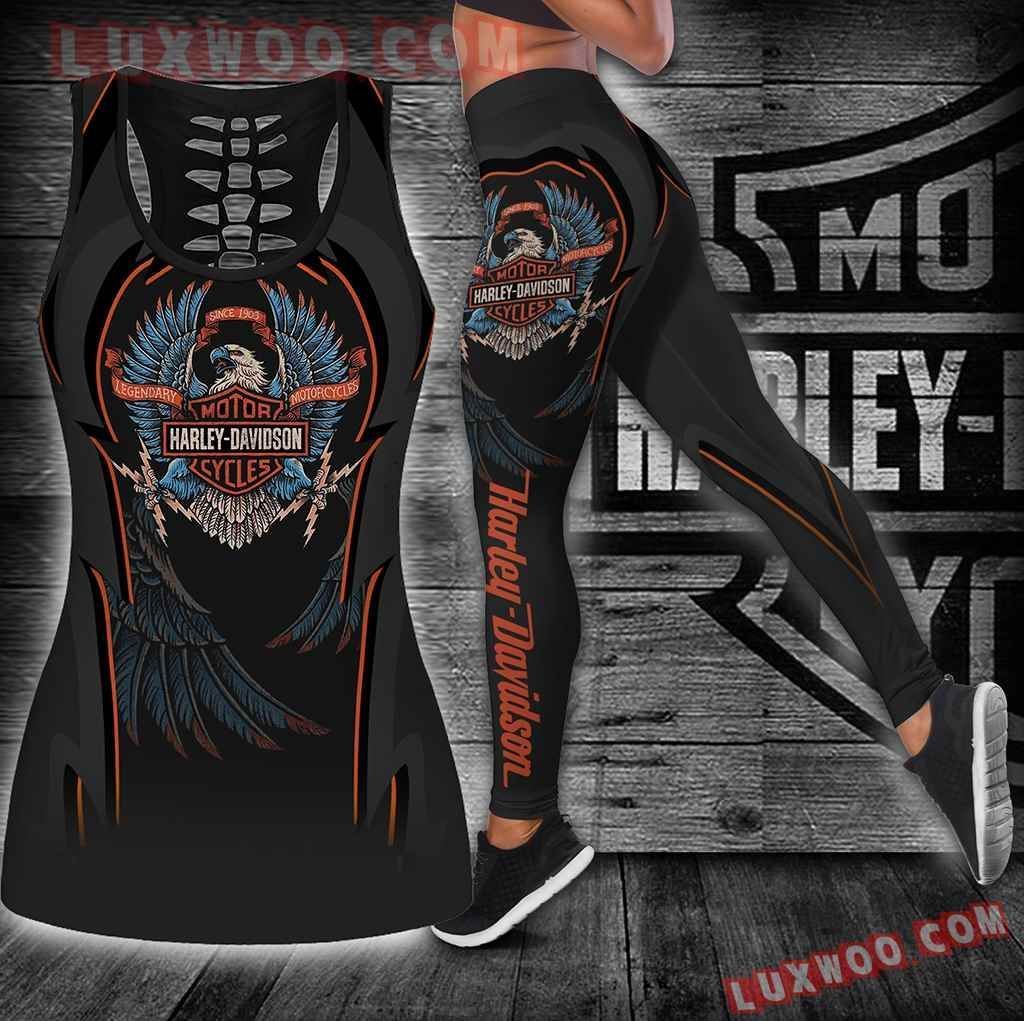 Combo Harley Davidson Hollow Tanktop Legging Set Outfit K1908