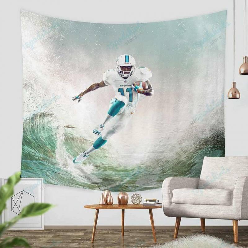 3D Custom Parker DeVante Miami Dolphins Tapestry Throw Wall Hanging Bedspread