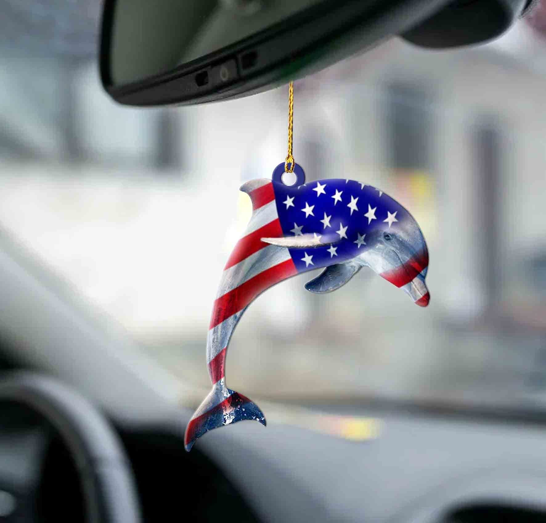 Fun Car Decor Dolphin Flag Tattoo Dolphin Lovers Ornament