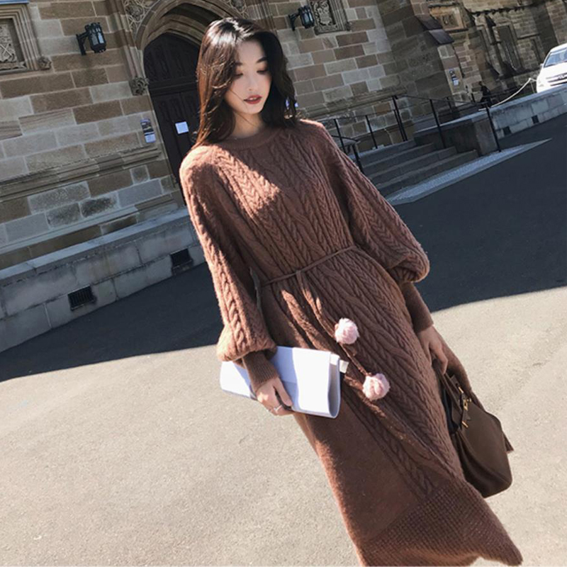 Women Long Dress Autumn Knitted Sweater Woman Long Dresses Winter Fashion Maxi Party Dress Women Clothing alx