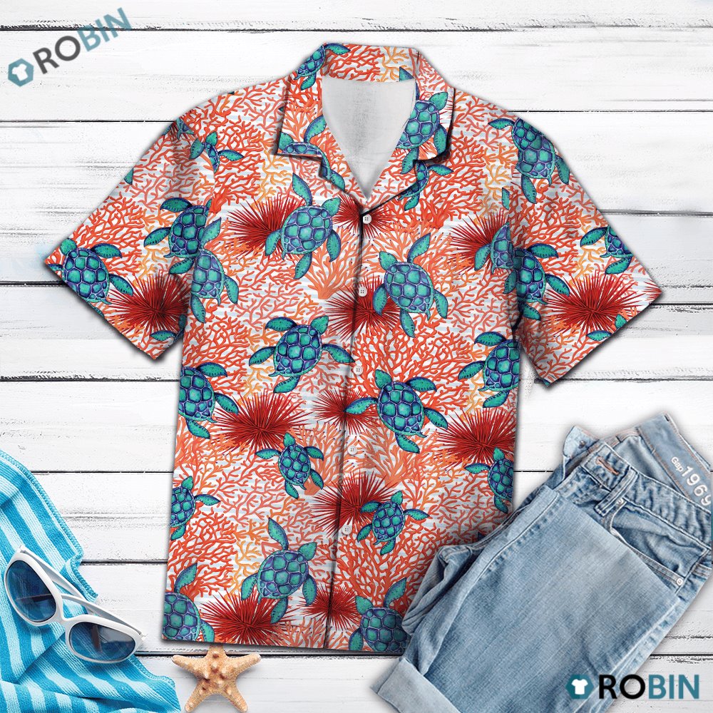 Turtle Coral Hawaiian Shirt