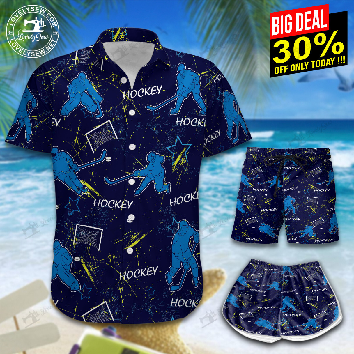 Hockey Hawaiian Shirt Shorts Ha19470