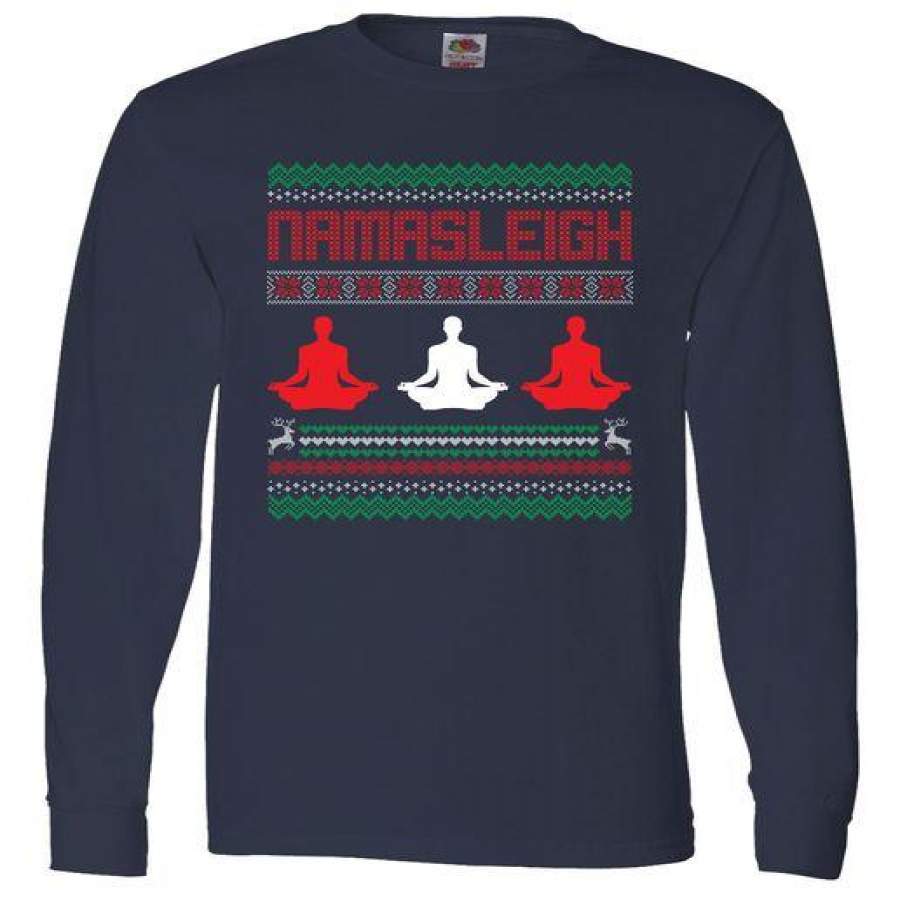 Yoga Namasleigh Ugly Christmas Sweater Long Sleeve Shirt