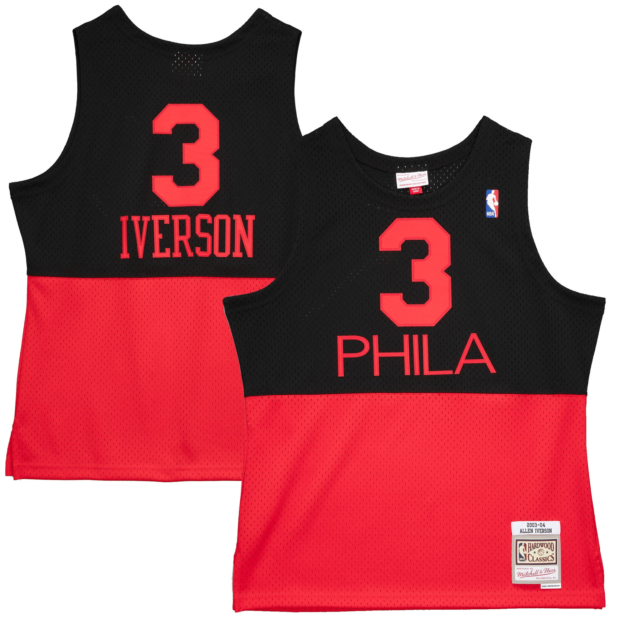 Allen Iverson Philadelphia 76ers Mitchell & Ness 2003-2004 Hardwood Classics Reload 2.0 Swingman Jersey – Black NBA