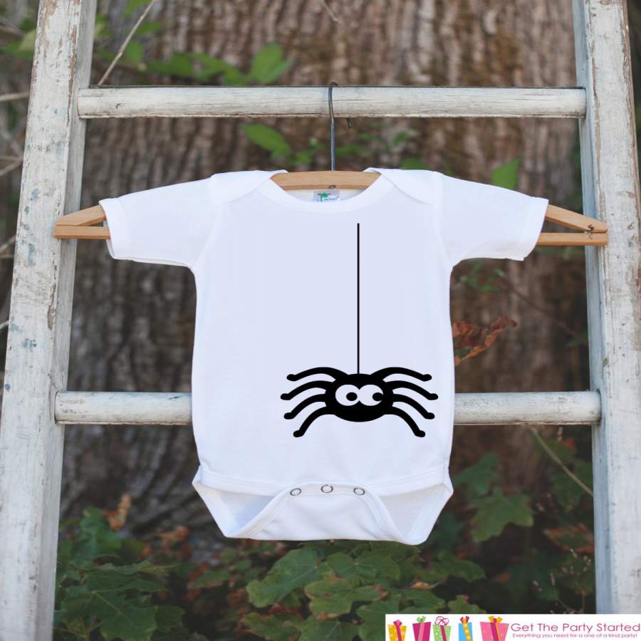 Spider Shirt -  Black Spider Halloween Onepiece - Baby Boy Halloween Outfit - Spider Onepiece Bodysuit for Baby - Novelty Halloween Shirt