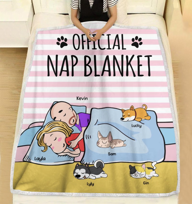 Official Nap Blanket Couple Personalized Dog Cat Blanket, Gift For Dog/Cat Lover