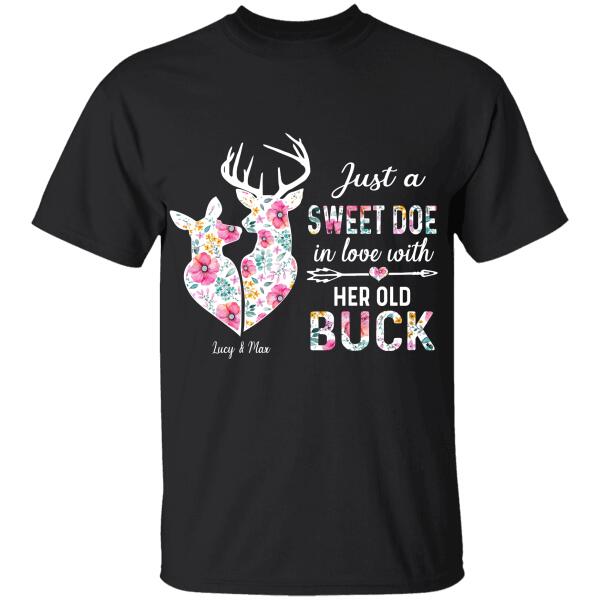 Just A Sweet Doe Couple’S Name Personalized Black Tshirt Ts-Tu132