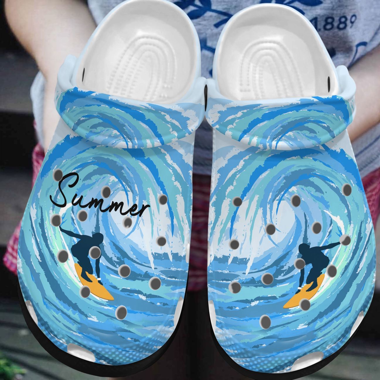 Surfing Personalized Clog, Custom Name, Text, Color, Number Fashion Style For Women, Men, Kid, Print 3D