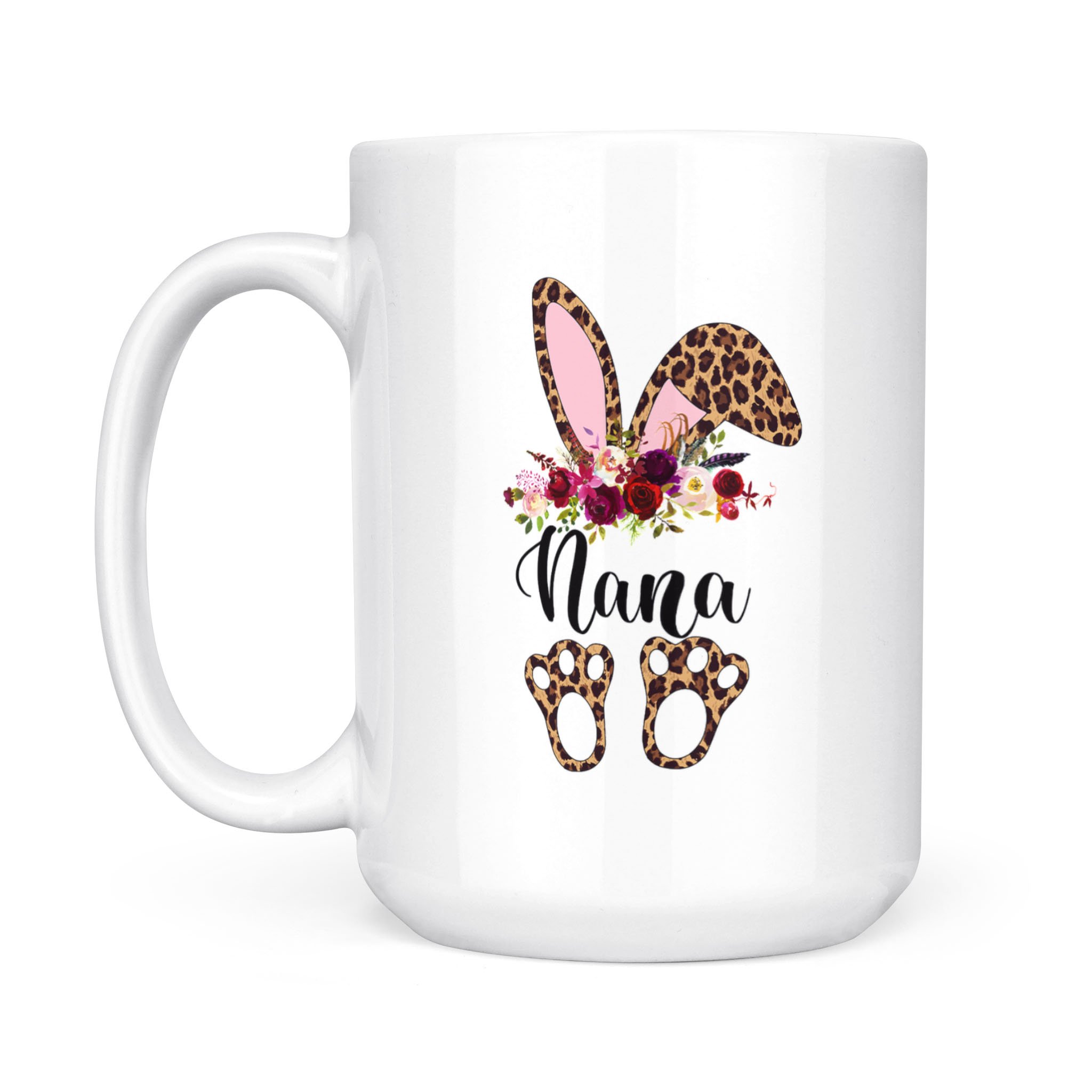 Nana Bunny Floral Leopard Plaid Nana Happy Easter Mother’s Day Mug – White Mug