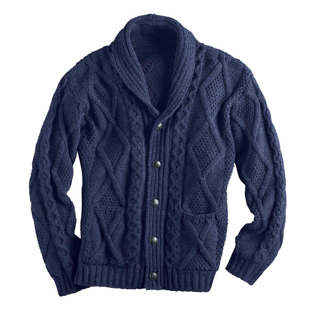 Winter Cardigan Sweater Men Shawl Collar Button Placket Mens Knitted Sweaters Casual Slim Fit alx