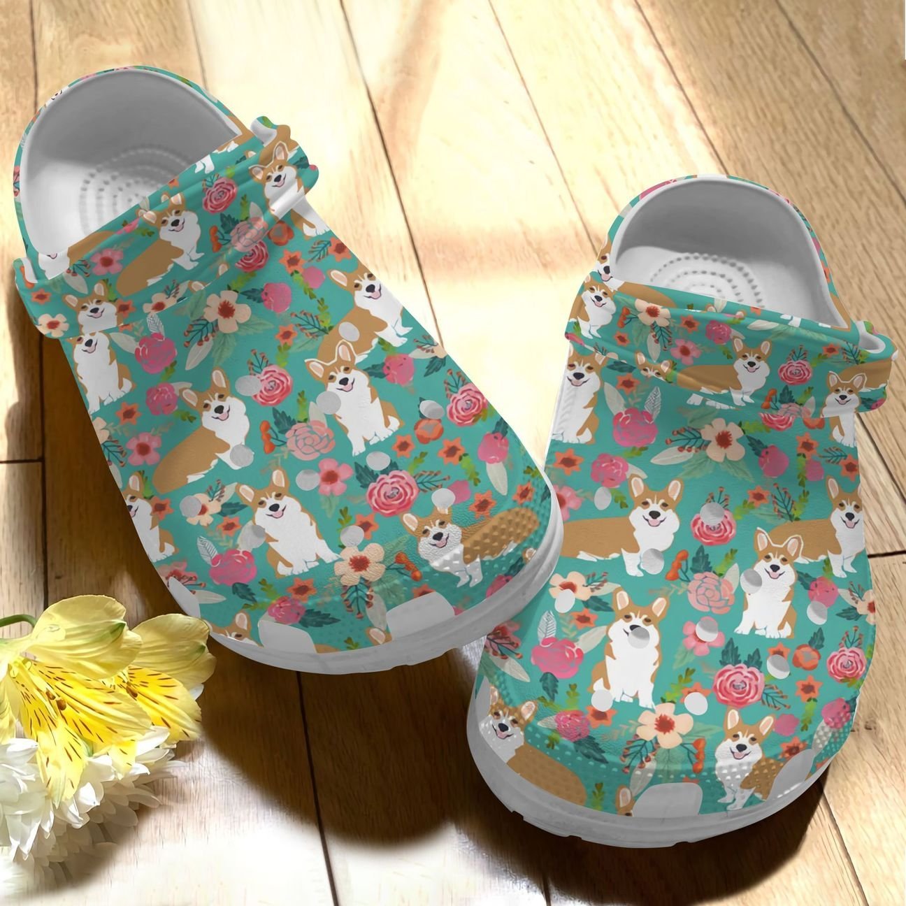 Corgi Personalize Clog, Custom Name, Text, Fashion Style For Women, Men, Kid, Print 3D Whitesole Pattern 9