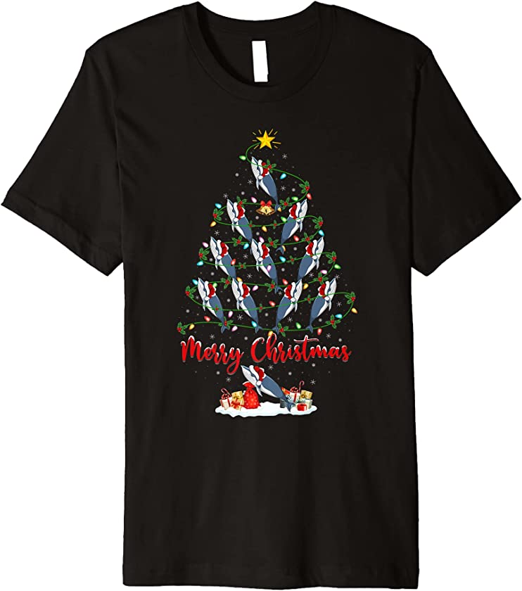 Whale Christmas Tree Lights Funny Whale Xmas Premium T-Shirt