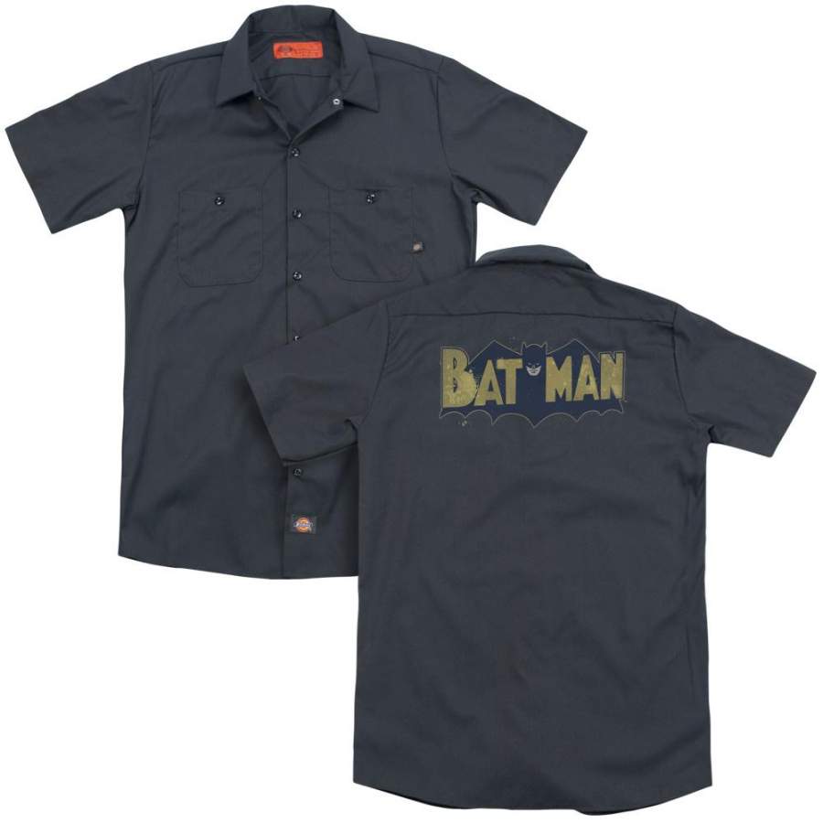 Batman – Vintage Logo Splatter(Back Print) Adult Work Shirt