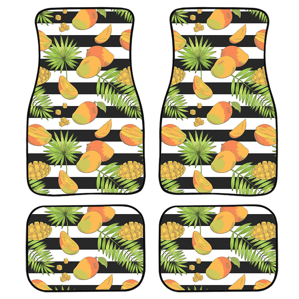 Mango Fruit Striped Pattern Print Front And Back Car Floor Mats, Front Car Mat