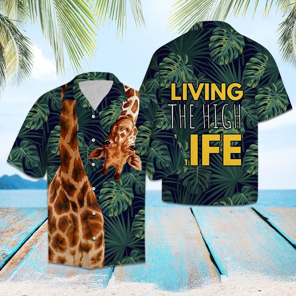 Aloha Shirt Mother’s day Father’s day unique gift ideas for mom & dad from daughter & son kids, meaningful birthday presents –  Giraffe Living The High Life TY2707 – Hawaiian Shirt