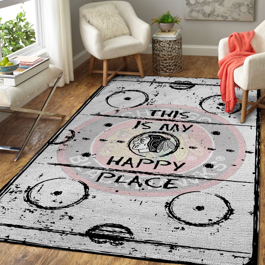 Chicago Blackhawks Rug – This Is My Happy Place