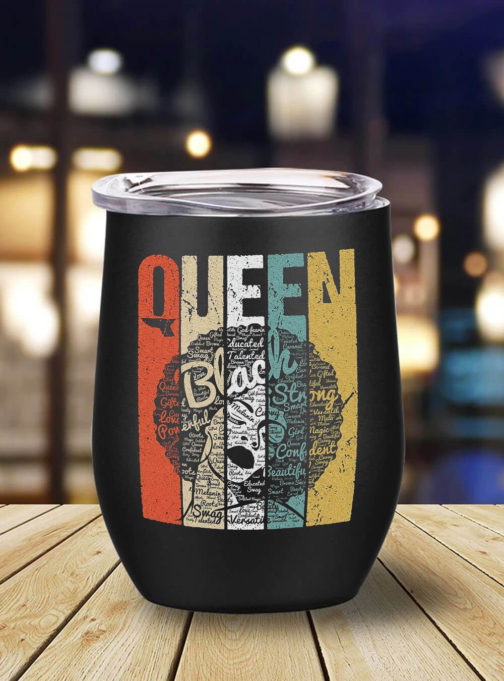 African Tumbler Black Queen Vintage Art Stainless Steel Wine Tumbler Mug Black History Gift Ideas BPS6742