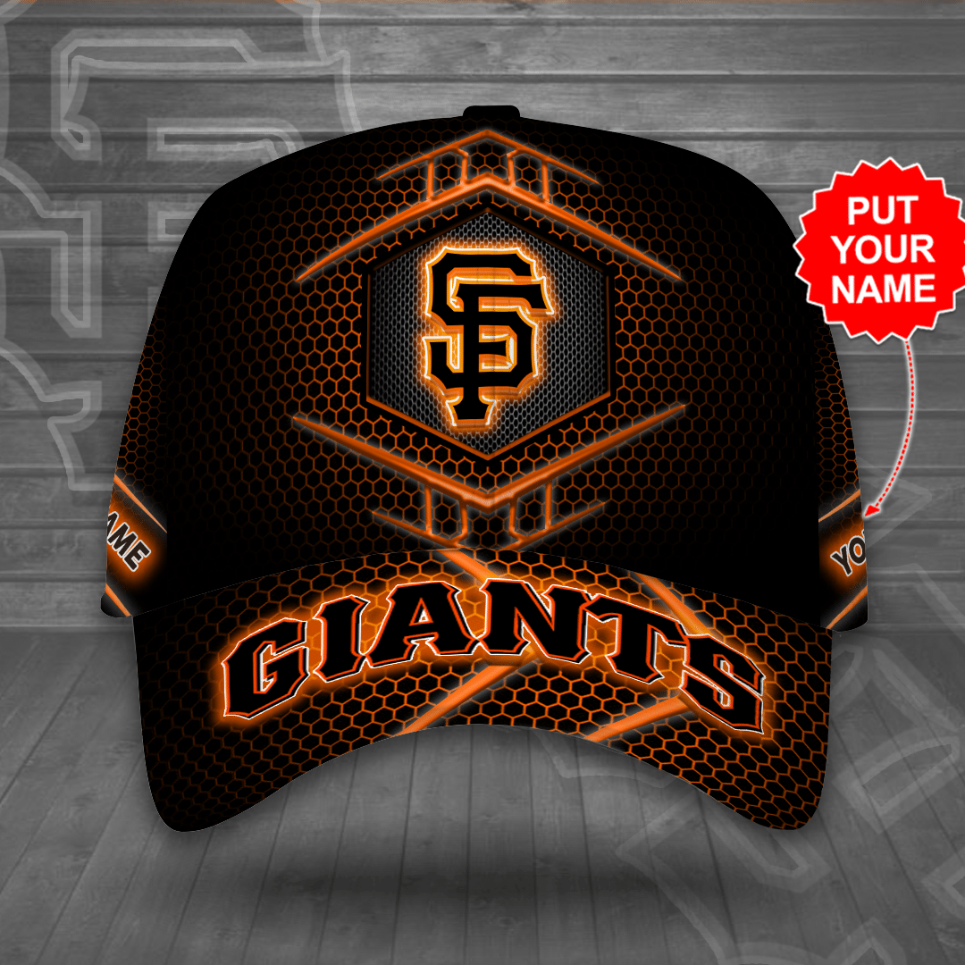 Personalized San Francisco Giants All Over Print 3D Tiling Classic Baseball Cap Hat – Black Orange