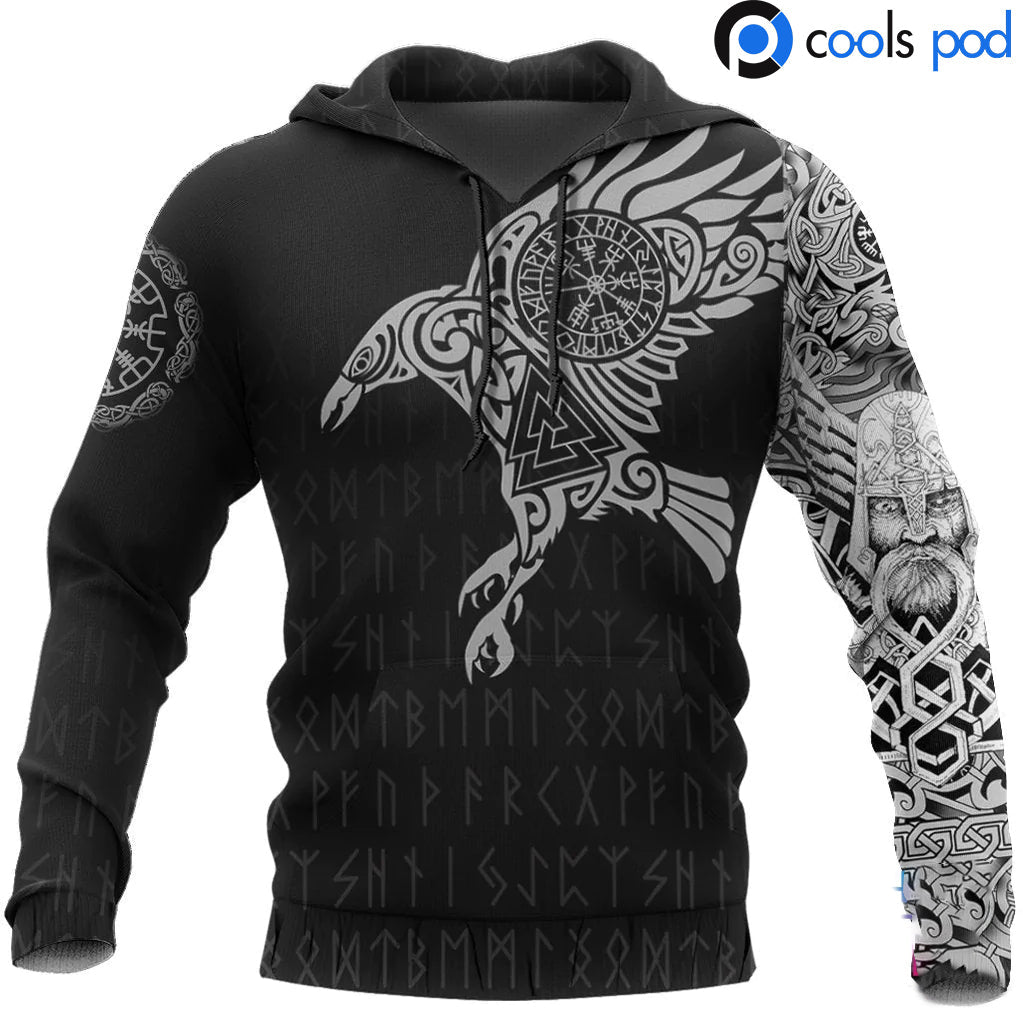 Vikings Hoodie The Raven Of Odin Tattoo Hoodie Viking Lover Gifts