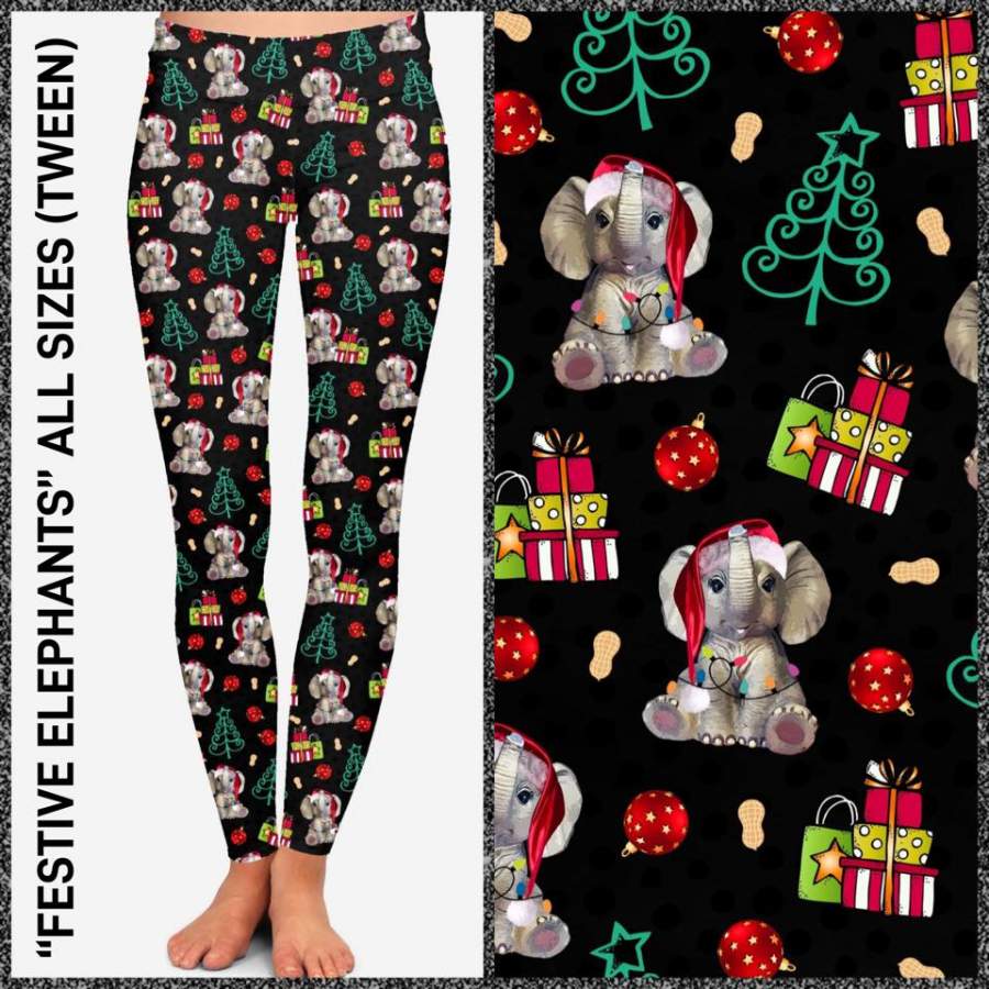 [PRE-ORDER]Custom Festive Elephants Leggings & Joggers- Pre Orders Close 9/20