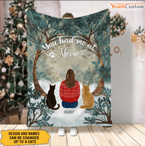 You Had Me At Meow Personalized Blanket Gift For Cat Lover Bl-00029-Ctha