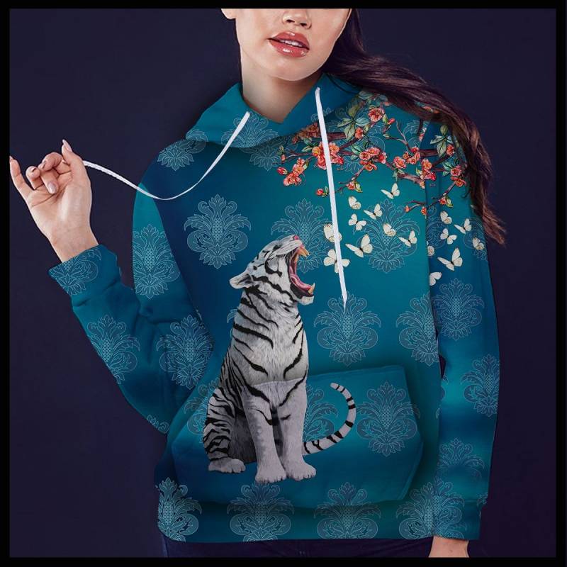 White Tiger Butterfly T1409 - All Over Print Unisex Hoodie