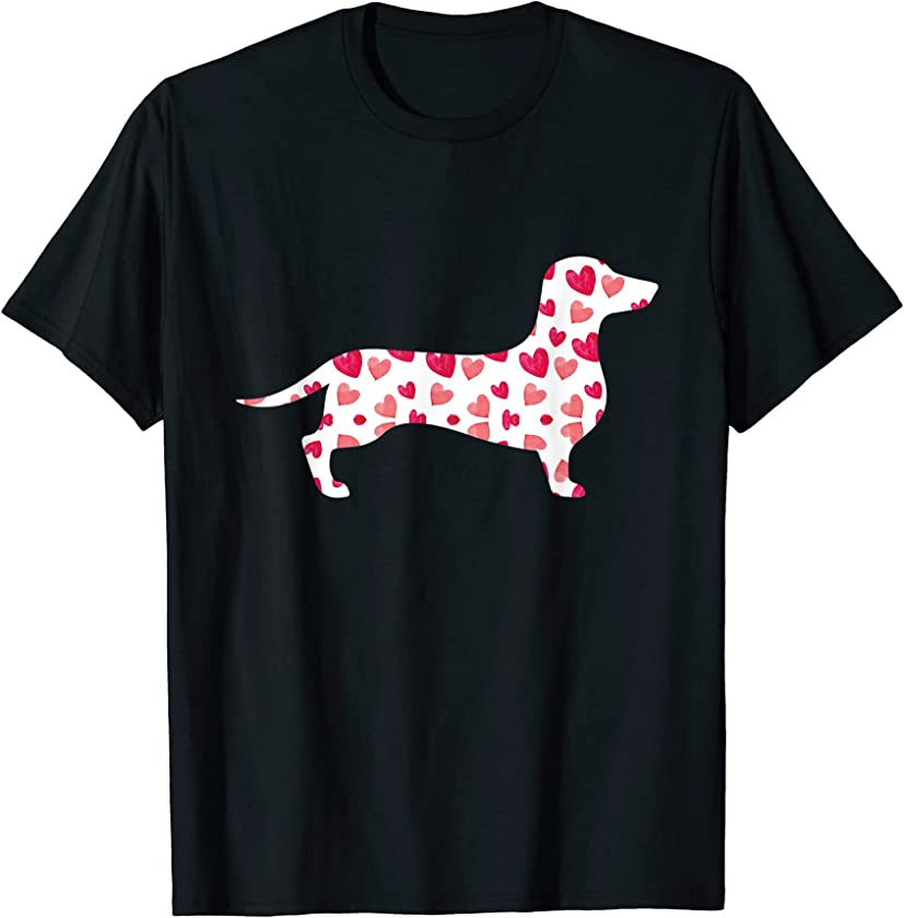 Valentines Day Dachshund Hearts Puppy Dog Lover T-Shirt