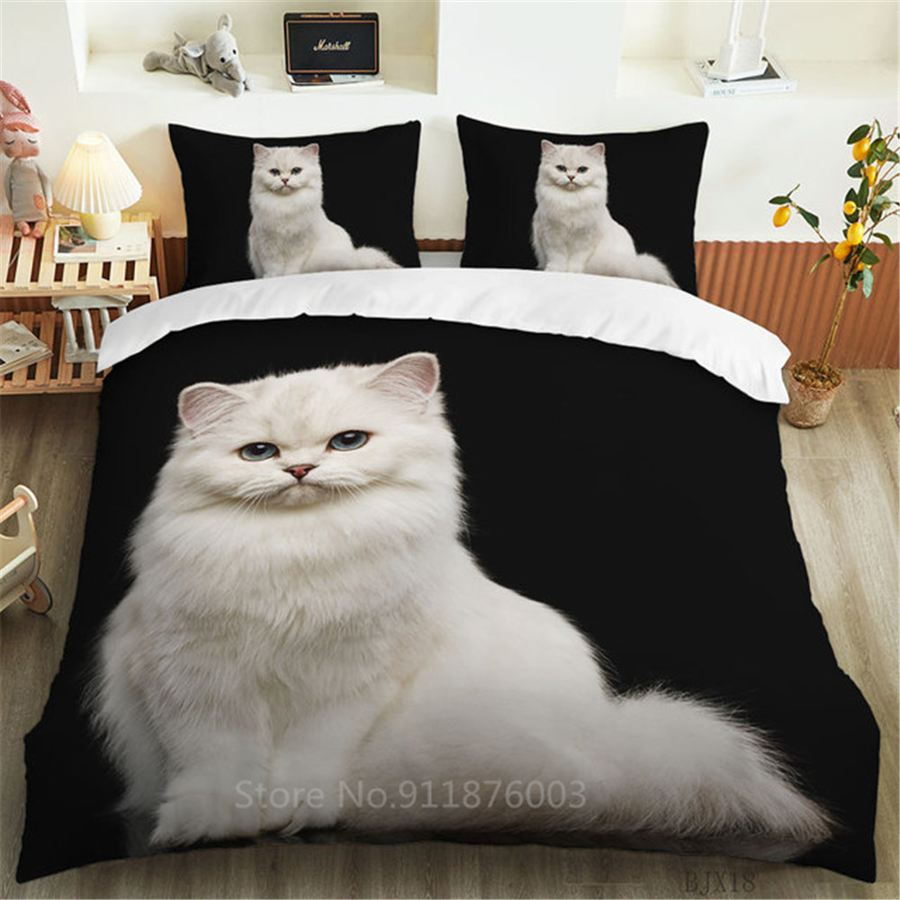 3D Print Pet Black Cat Custom Bedding Set Kitten Duvet Cover Sets Pillowcase Designer Bedding Single