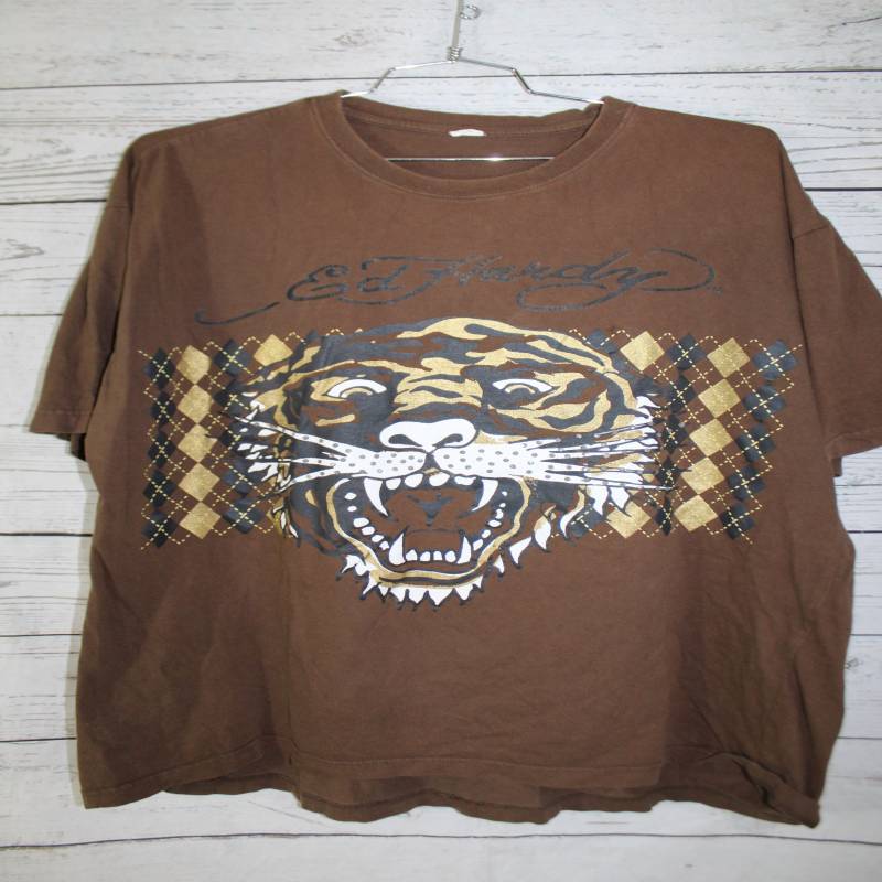 Ed Hardy Argyle Tiger Tattoo Design Vintage T-shirt