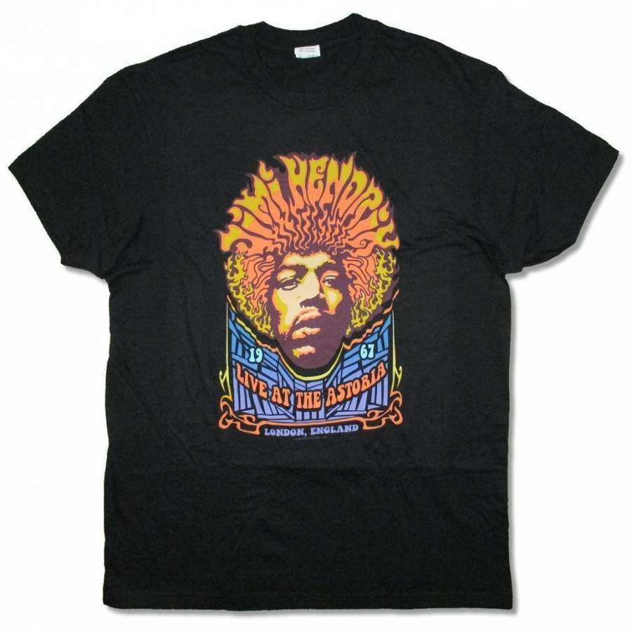 Jimi Hendrix Live at the Astoria 1967 Black T Shirt New - Love Art USA