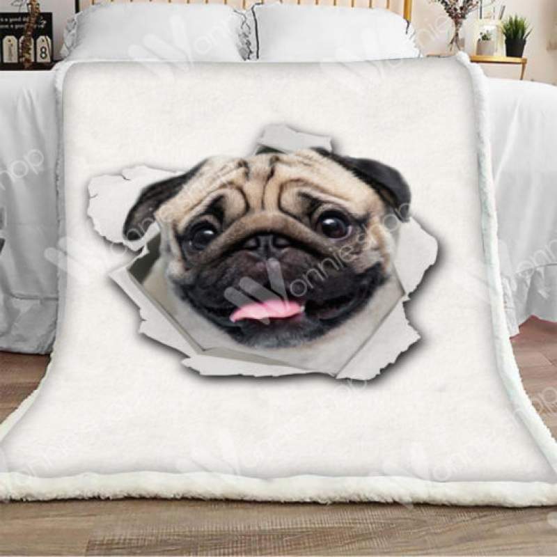 Pug Dog Sherpa Blanket JR1503 73O56