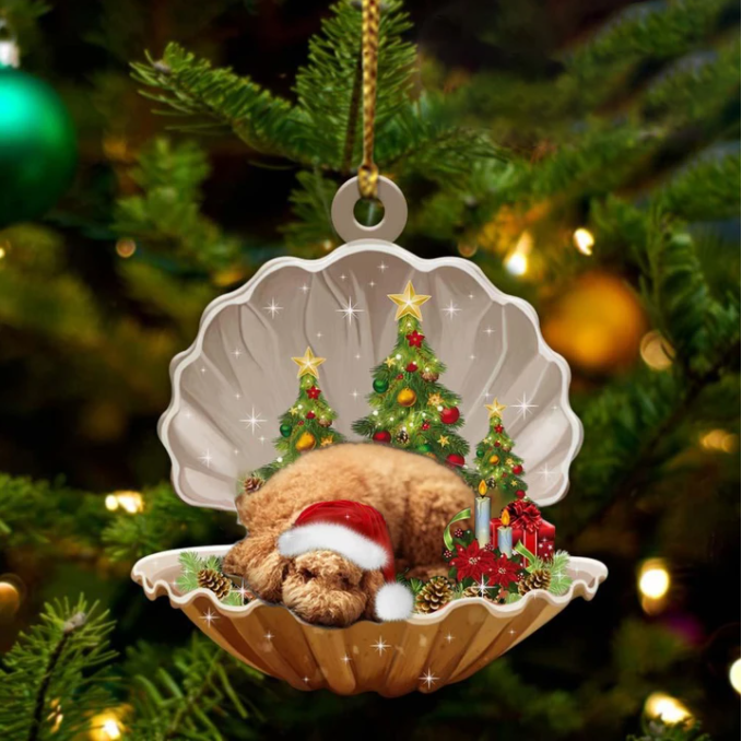 Poodle-Sleeping Pearl In Christmas Two Sided Ornament