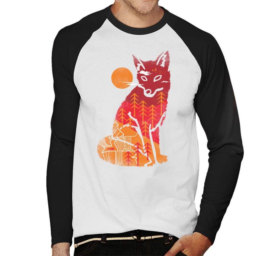 Wild Fox Forest Men’s Baseball Long Sleeved T-Shirt