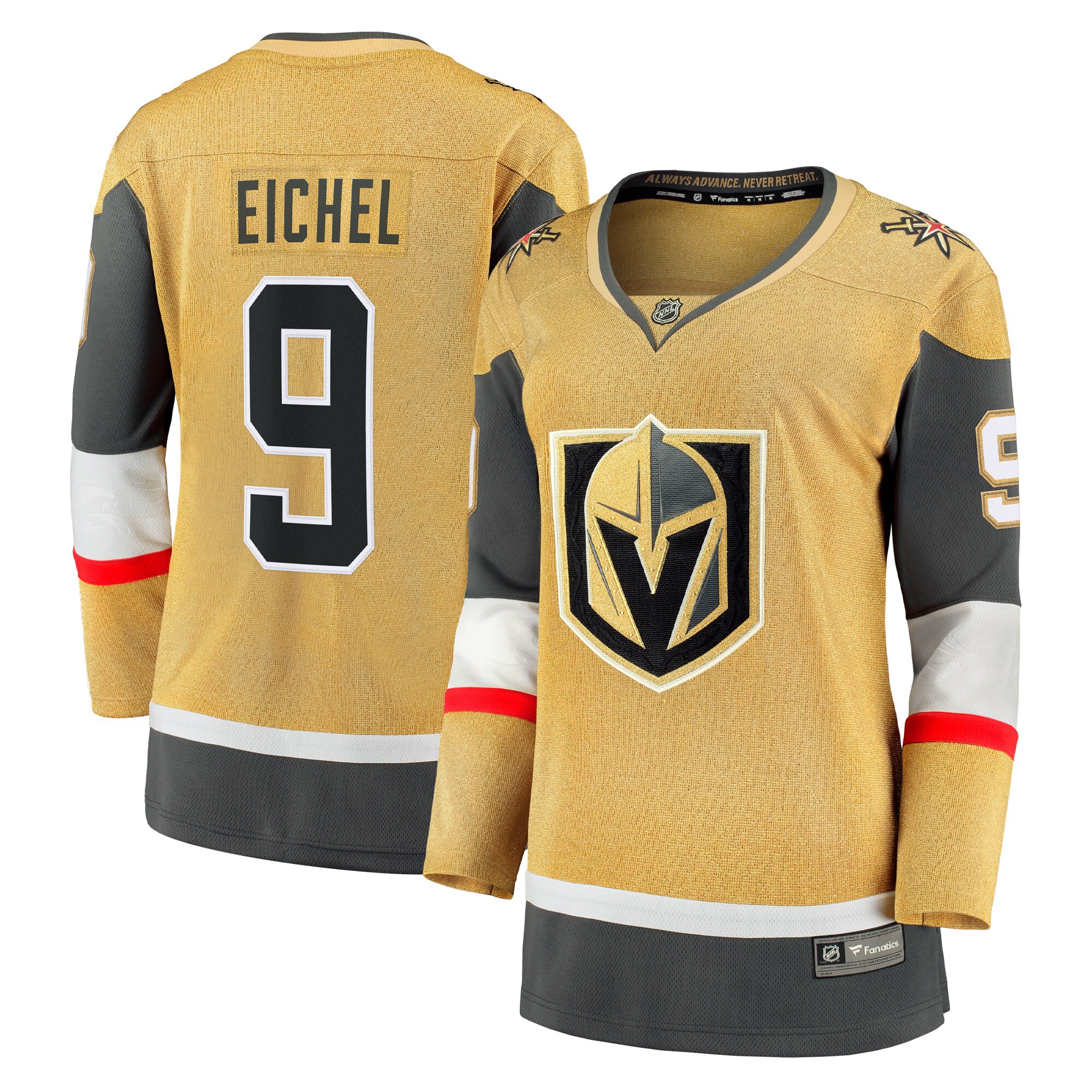 Women's Vegas Golden Knights Jack Eichel Gold Home Premier Breakaway Player Jersey