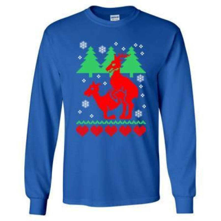 AGR Ugly Christmas Humping Reindeer – Long Sleeve T-Shirt