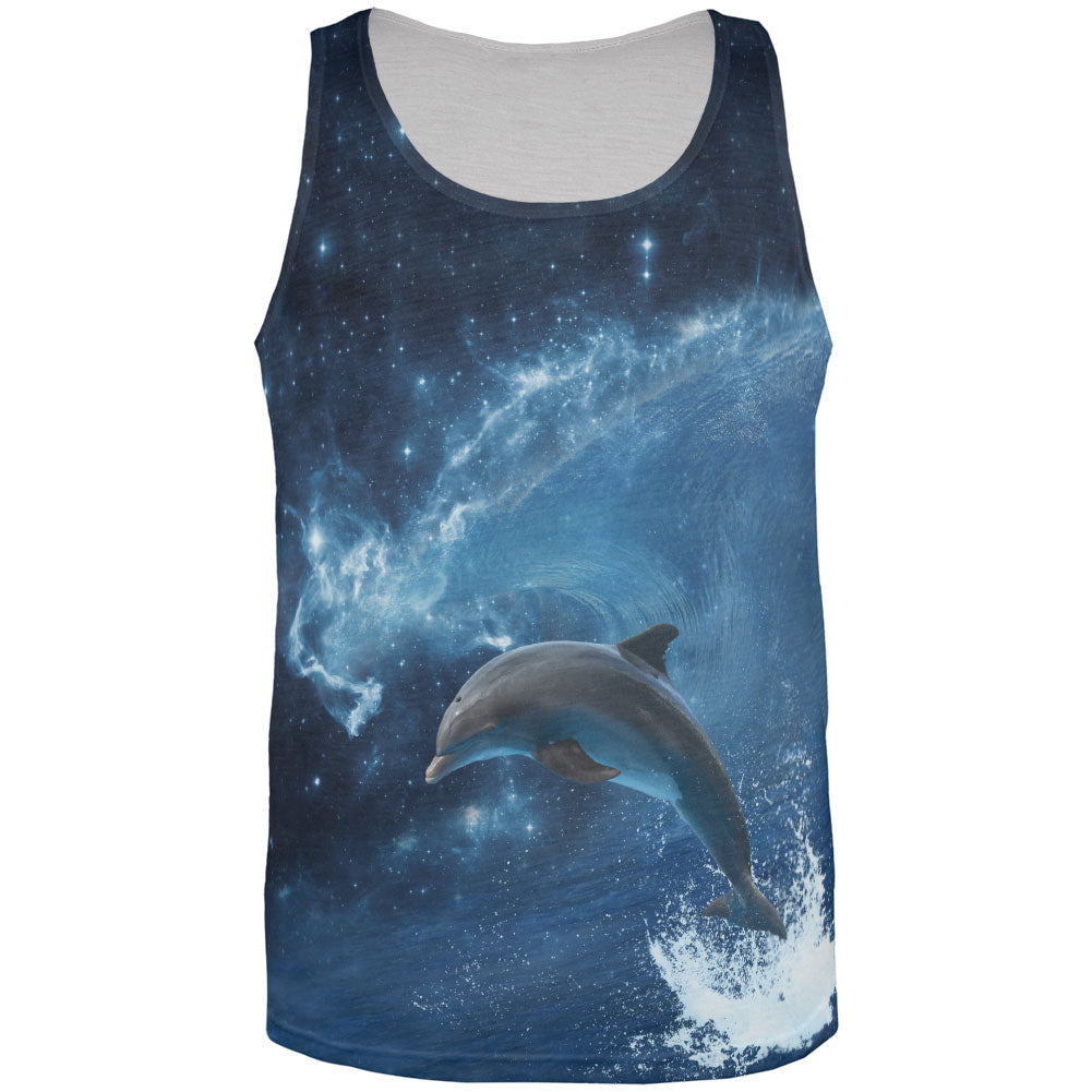 Dolphin In Space All Over Adult Tank Top