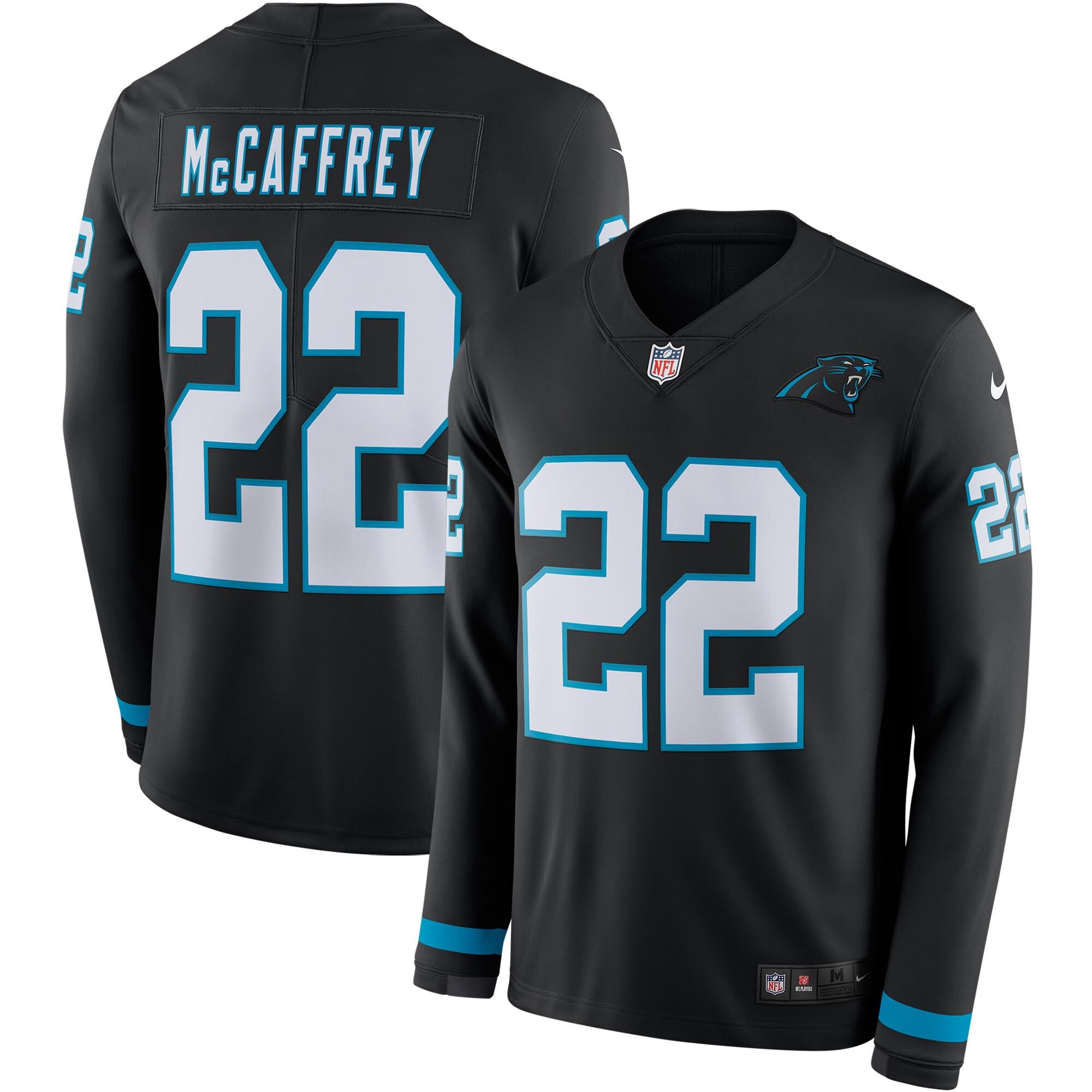 Mens Carolina Panthers Christian Mccaffrey Black Player Long Sleeve Jersey Gift For Carolina Panthers Fans