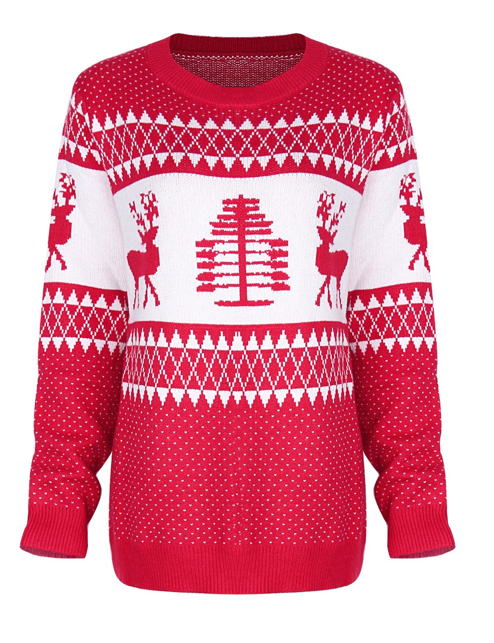 Christmas Sweater Women Long Sleeve Top Loose Christmas Elk Print Knit Sweater O-Neck Winter Pullover Casual Knitwear Jumper alx