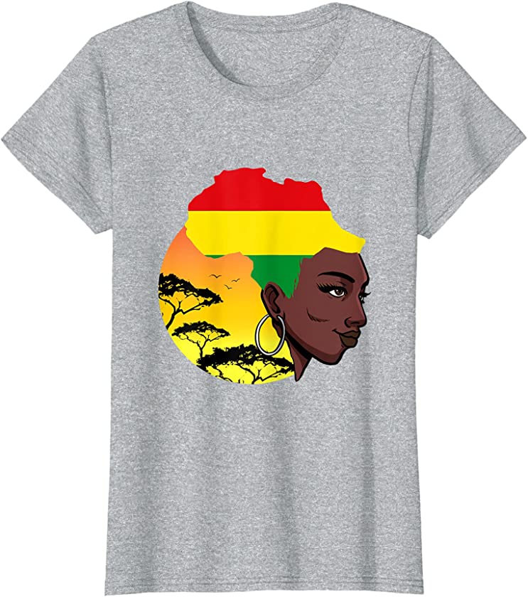 Womens African Queen Black History Month Flag Africa Juneteenth T-Shirt