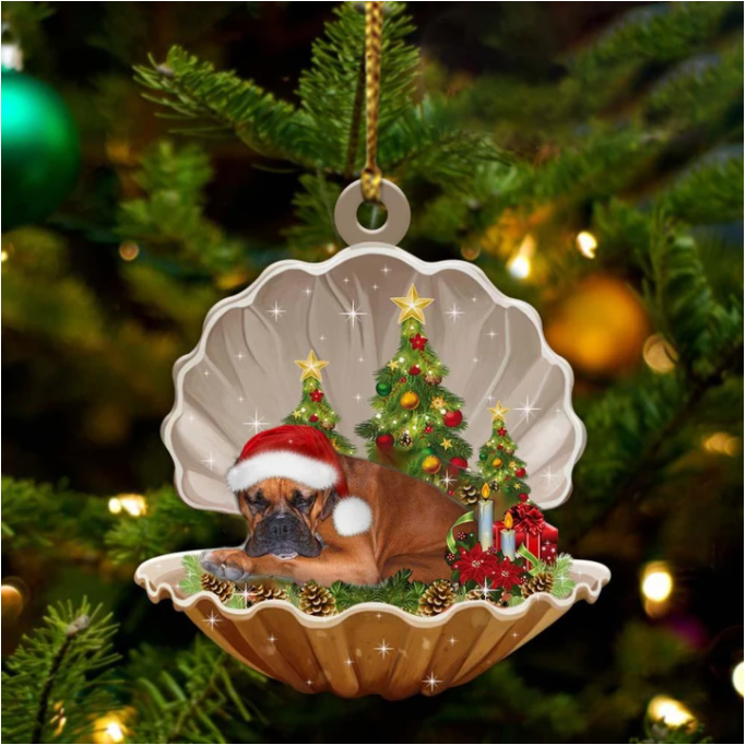 Boxer-Sleeping Pearl In Christmas Two Sided Ornament