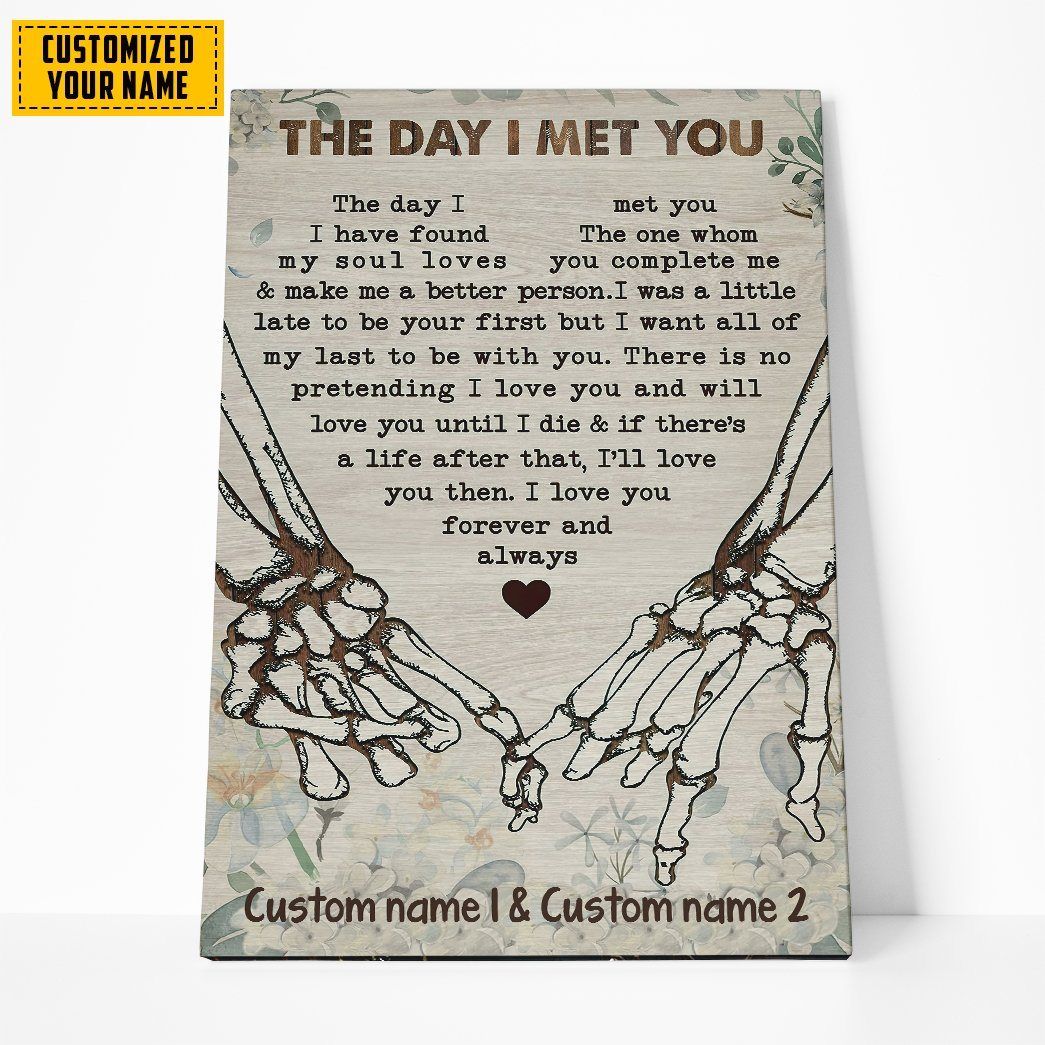 Flowermoonz 3D The Day I Met You Custom Name Canvas