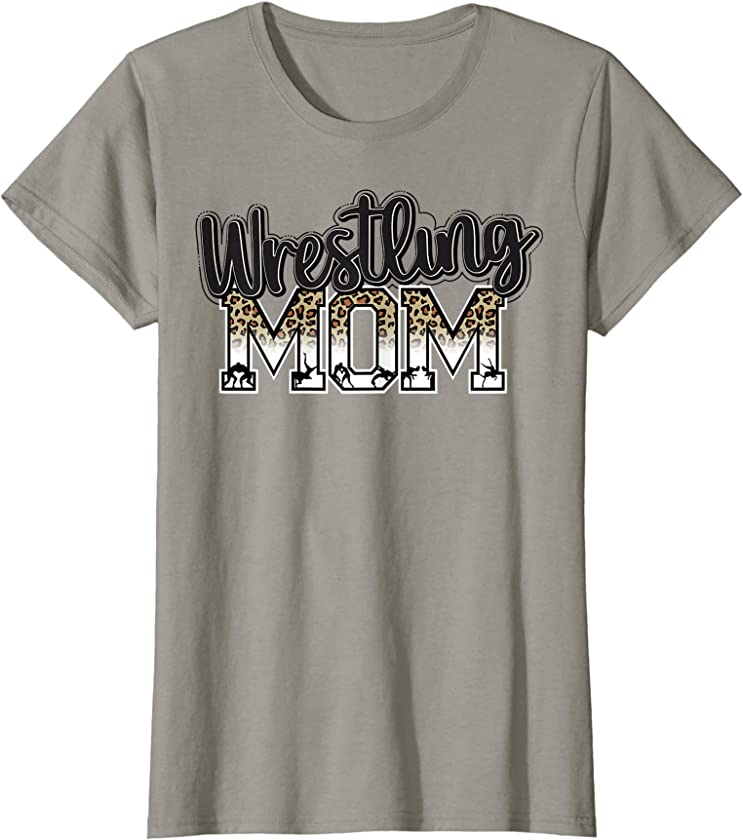 Womens Wrestling Mom Leopard Funny Wrestling Gifts For Women T-Shirt